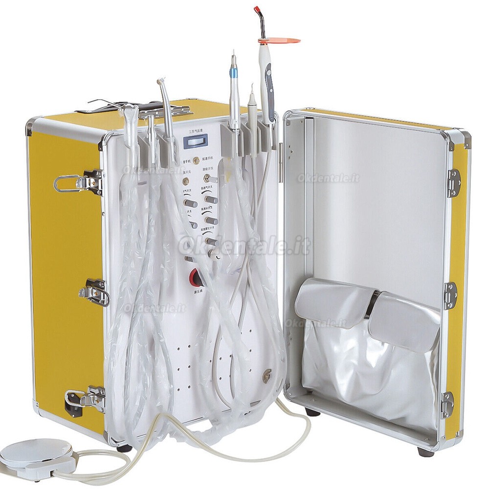 Riunito odontoiatrico portatile XS-341 con compressore d'aria + lampada fotopolimerizzante + ablatore