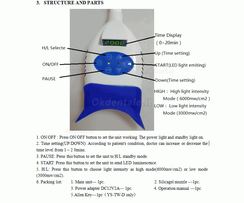 Ruensheng® YS-TW-C Lampade per sbiancamento odontoiatriche