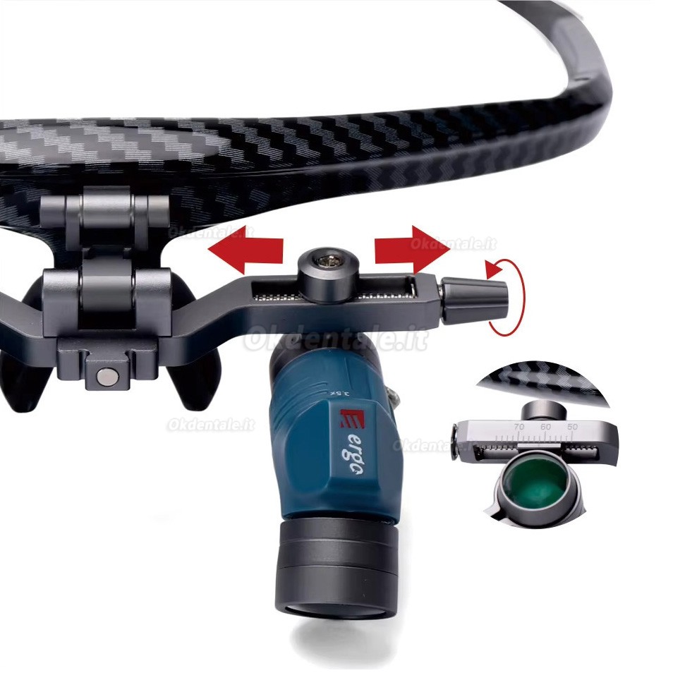 Occhialini d'ingrandimento dentali YUYO EL+WL-ii (zoom 3,5x, 5x, 7x) con lampada frontale odontoiatrica