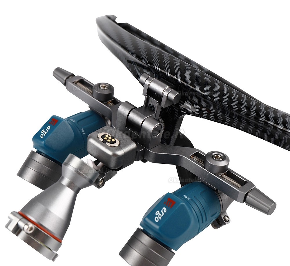 Occhialini d'ingrandimento dentali YUYO EL+WL-ii (zoom 3,5x, 5x, 7x) con lampada frontale odontoiatrica