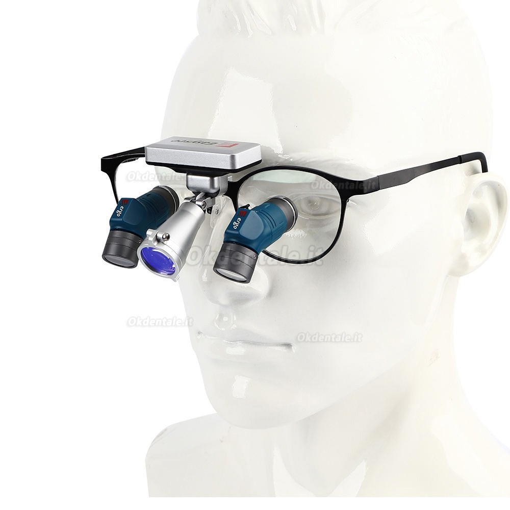 Occhialini d'ingrandimento dentali YUYO ET-2+WL-2-001-II con 3,5x, 5x e 7x + lampada frontale chirurgica