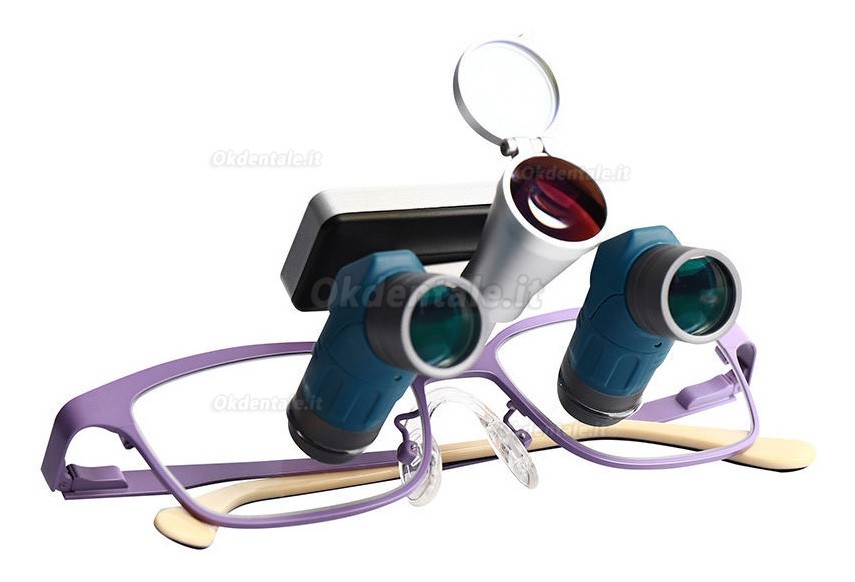 Occhialini d'ingrandimento dentali YUYO ET-2+WL-2-001-II con 3,5x, 5x e 7x + lampada frontale chirurgica
