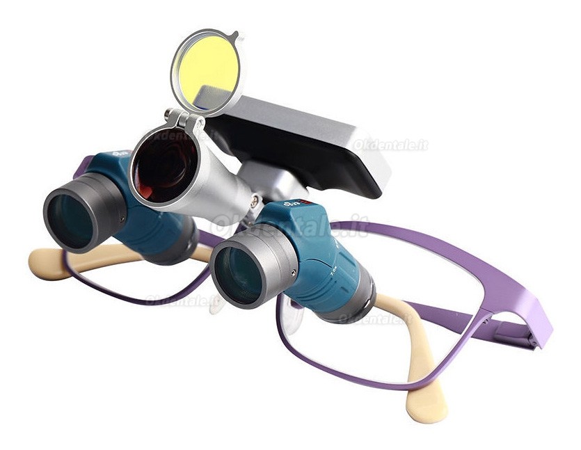 Occhialini d'ingrandimento dentali YUYO ET-2+WL-2-001-II con 3,5x, 5x e 7x + lampada frontale chirurgica