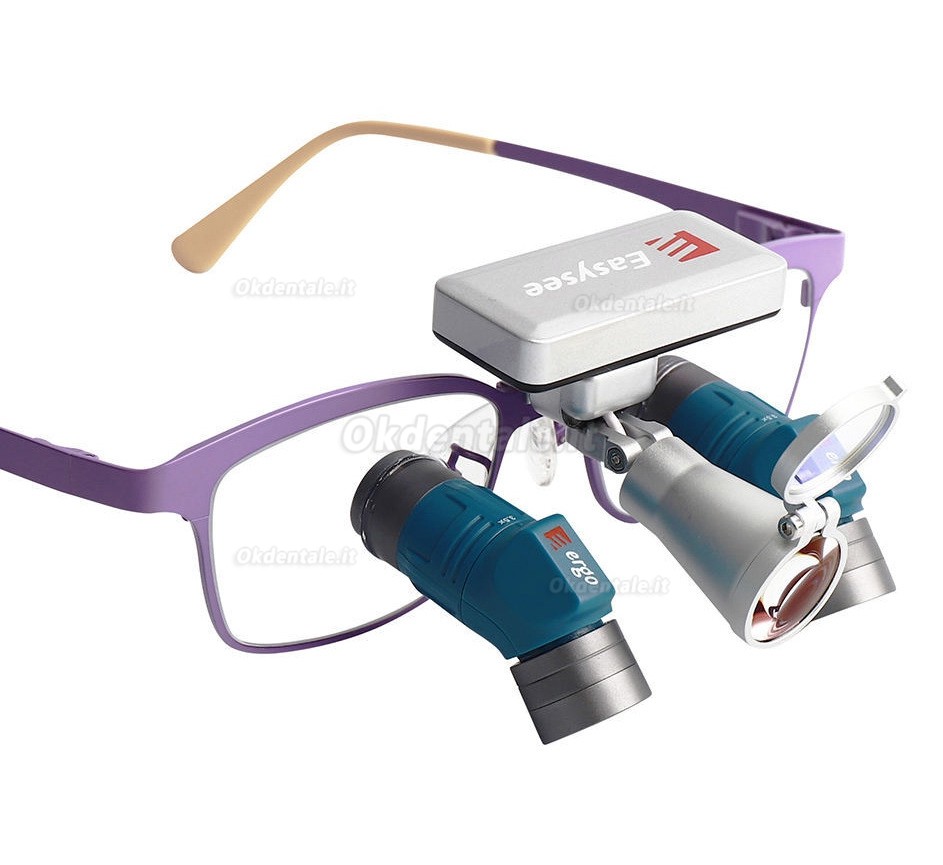 Occhialini d'ingrandimento dentali YUYO ET-2+WL-2-001-II con 3,5x, 5x e 7x + lampada frontale chirurgica