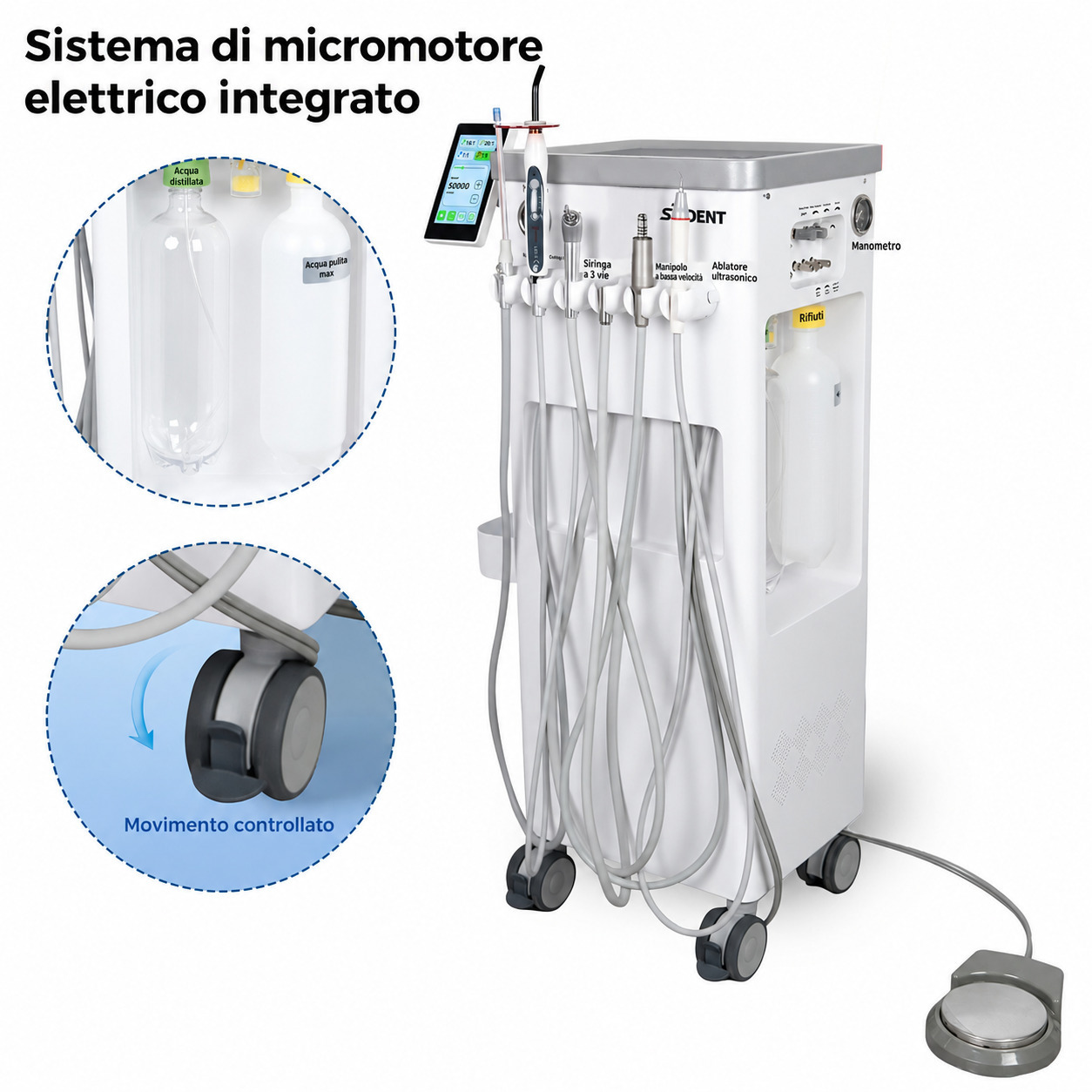 Portastrumenti per unità odontoiatrica ANZHI AZ-202-1 con compressore d'aria + micromotore Portastrumenti per unità odontoiatrica ANZHI AZ-202-1 con compressore d'aria + micromotore