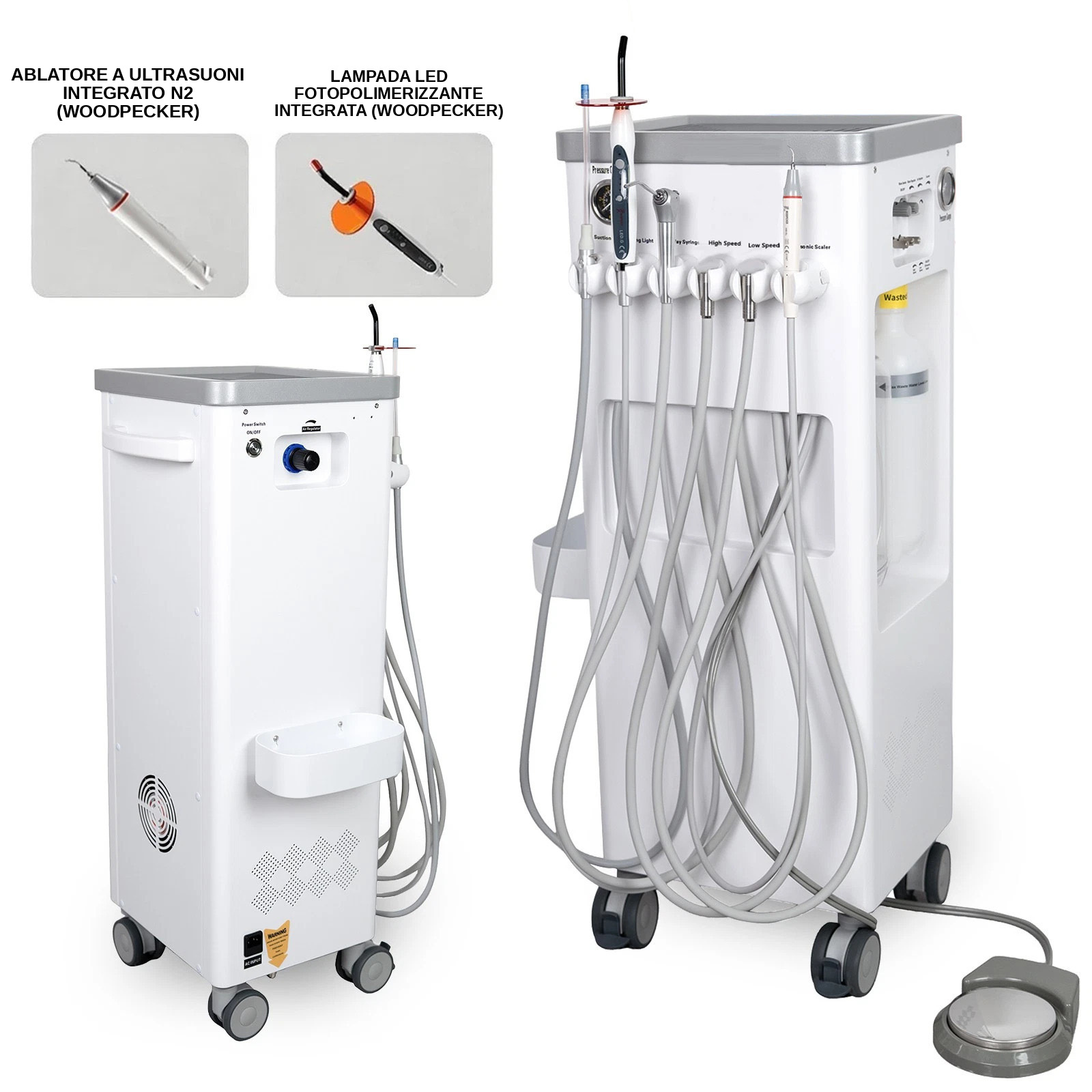 Portastrumenti per unità dentali ANZHI AZ-202-2 con compressore d'aria e scaler a ultrasuoni. Portastrumenti per unità dentali ANZHI AZ-202-2 con compressore d'aria e scaler a ultrasuoni.