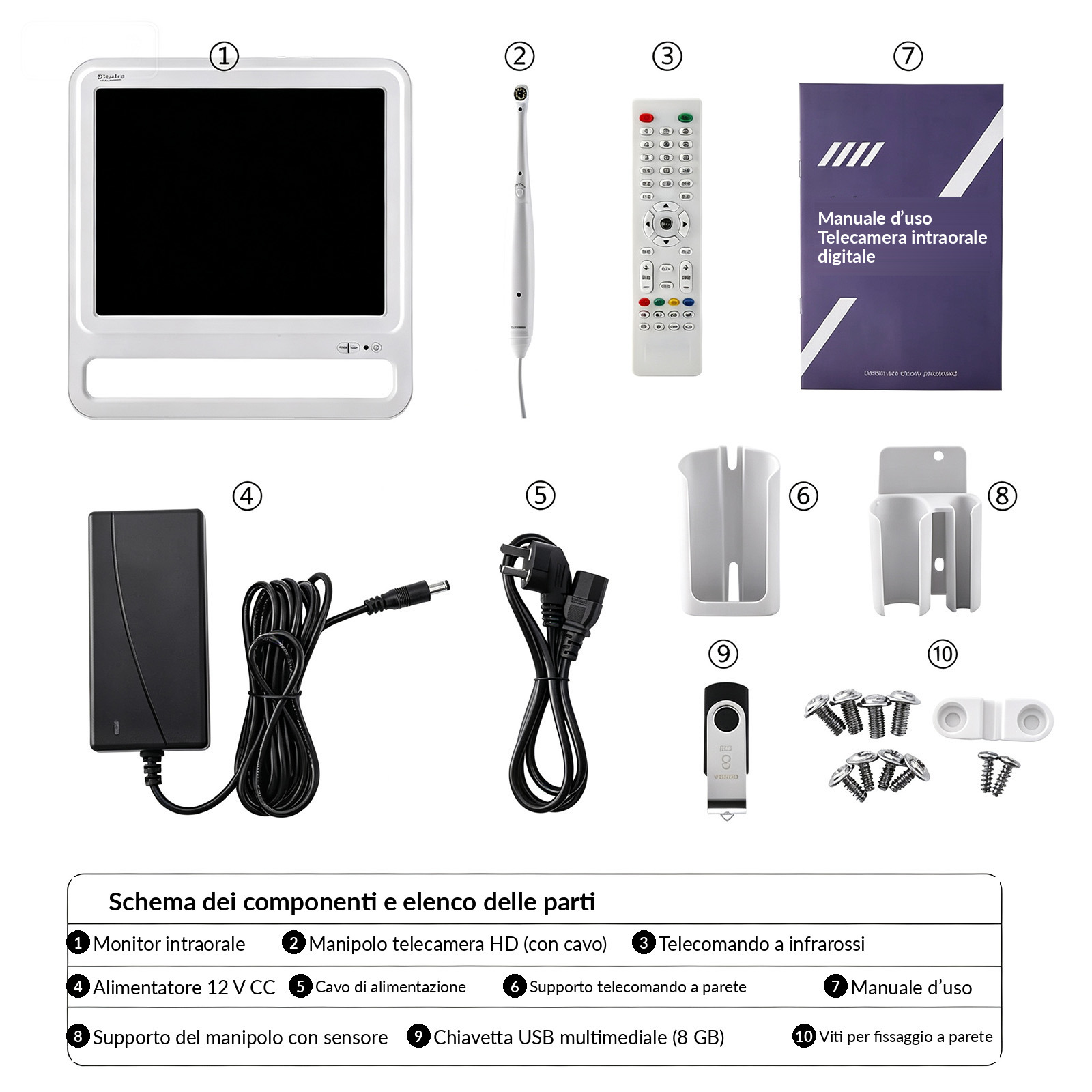 Telecamera intraorale dentale con monitor da 17 pollici + supporto regolabile