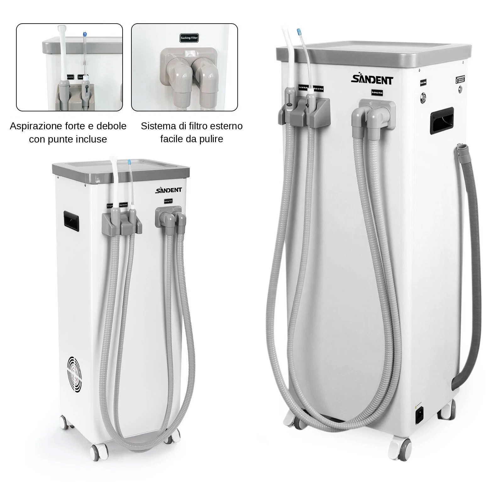 Aspiratore chirurgico odontoiatrico mobile ANZHI AZ-A01, pompa per vuoto, 800 L/min, 400 W Aspiratore chirurgico odontoiatrico mobile ANZHI AZ-A01, pompa per vuoto, 800 L/min, 400 W
