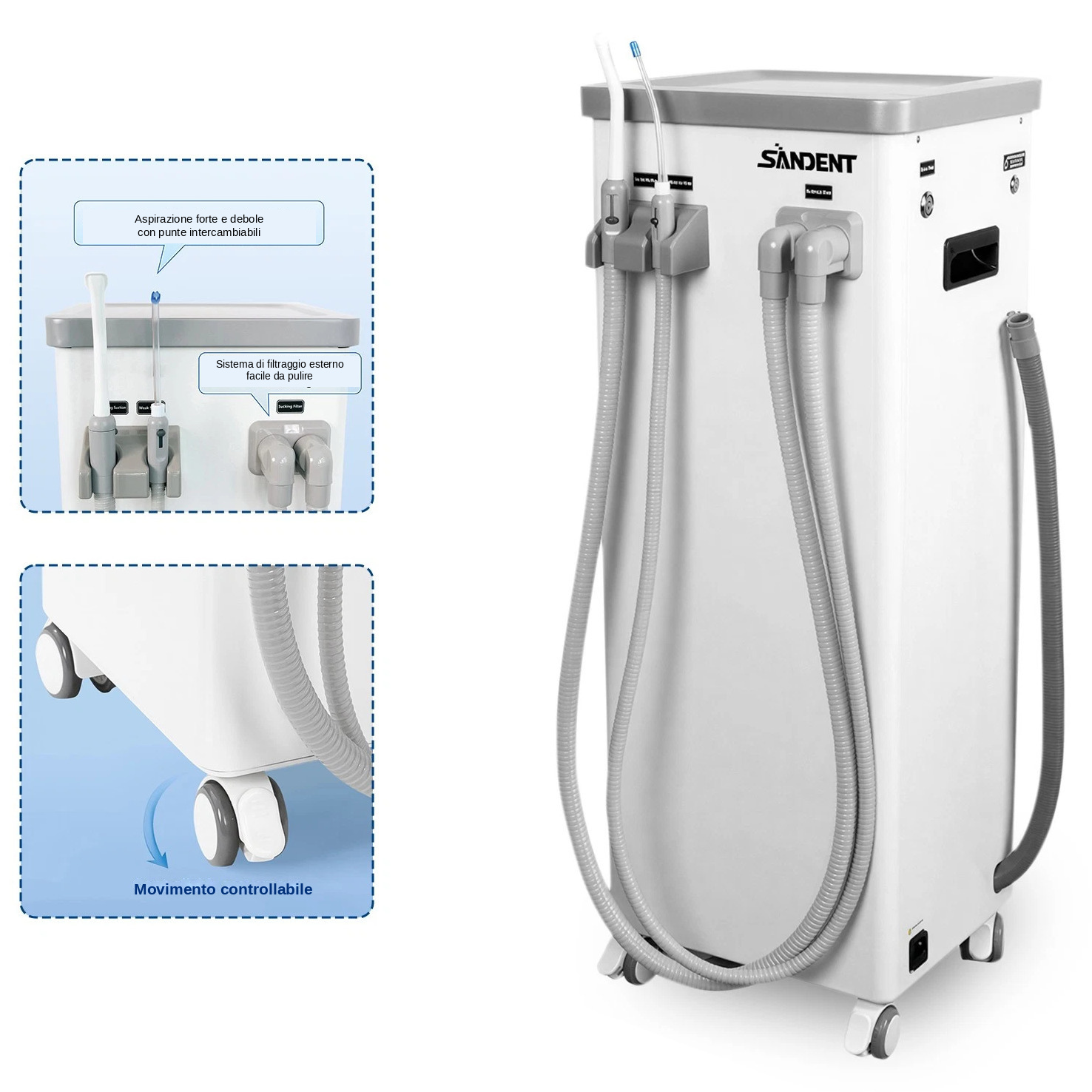 Aspiratore chirurgico odontoiatrico mobile ANZHI AZ-A01, pompa per vuoto, 800 L/min, 400 W Aspiratore chirurgico odontoiatrico mobile ANZHI AZ-A01, pompa per vuoto, 800 L/min, 400 W