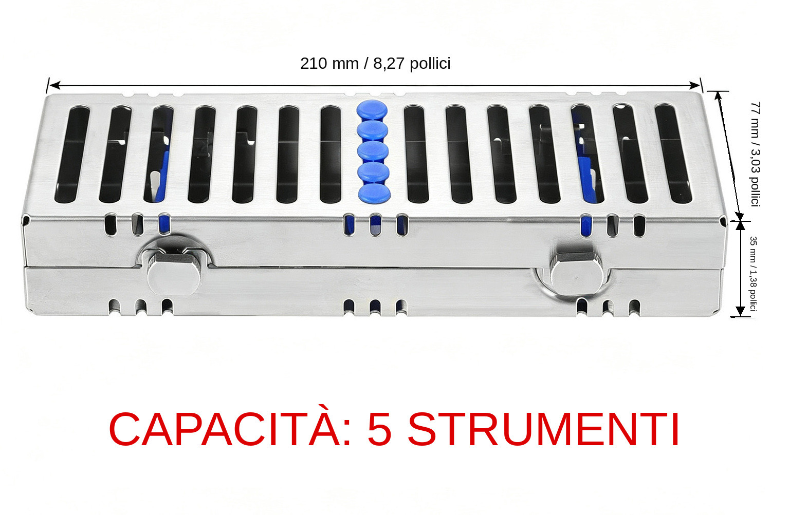 Cassetta di sterilizzazione per strumenti dentali da 5 pezzi (ogni cassetta contiene 5 strumenti dentali)