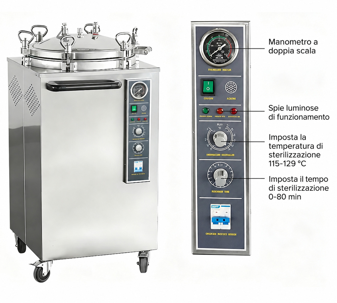 Sterilizzatore a vapore verticale per uso odontoiatrico da 35L/50L/75L/100L Sterilizzatore a vapore verticale per uso odontoiatrico da 35L/50L/75L/100L