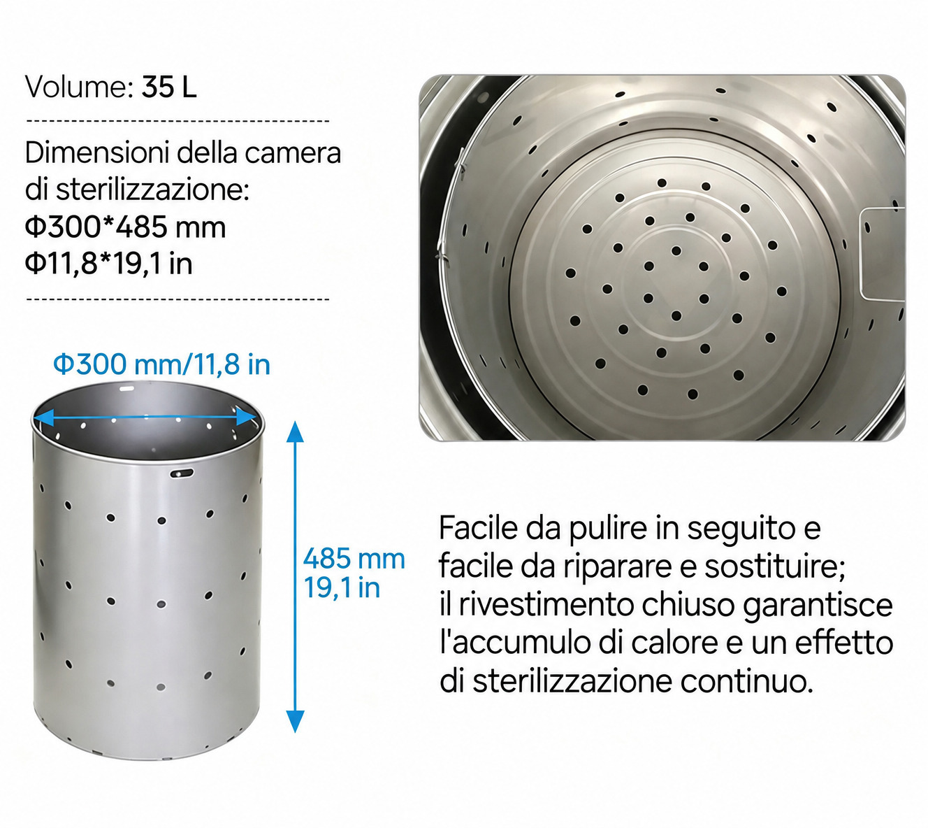 Sterilizzatore a vapore verticale per uso odontoiatrico da 35L/50L/75L/100L Sterilizzatore a vapore verticale per uso odontoiatrico da 35L/50L/75L/100L