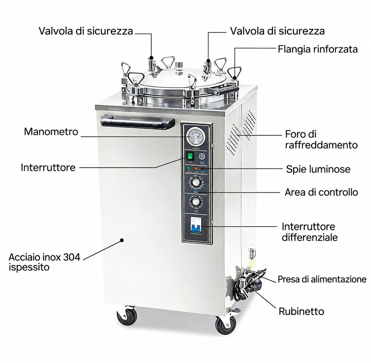 Sterilizzatore a vapore verticale per uso odontoiatrico da 35L/50L/75L/100L Sterilizzatore a vapore verticale per uso odontoiatrico da 35L/50L/75L/100L