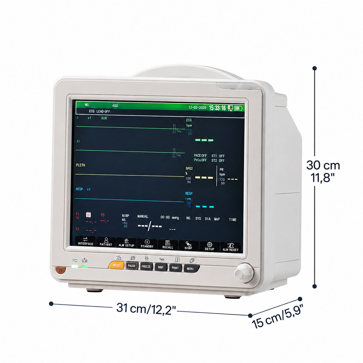 Monitor paziente multiparametrico SINNOR SNP9000N 12'' 6 parametri (ECG, RESP, TEMP, NIBP, SPO2, PR)