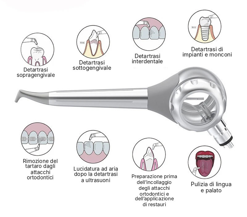 Attrezzature per lucidatura/ Getto d'aria a bicarbonato per uso odontoiatrico con 2/4 fori